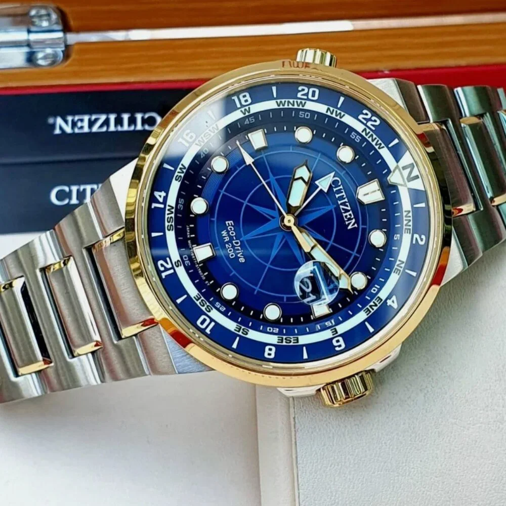Citizen GMT Dual Time Eco-Drive Blue Dial Dual Tone Watch - Picture 4 of 6